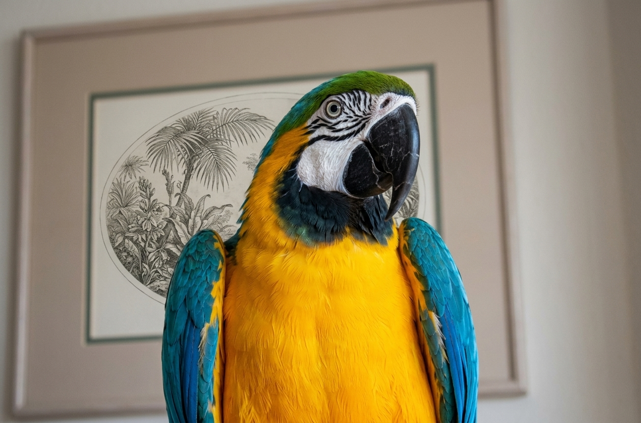 Arielle the Blue and Gold Macaw
